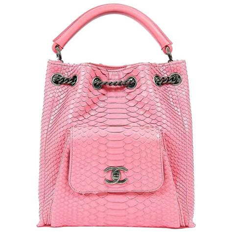 chanel pink python bag|chanel python drawstring bag.